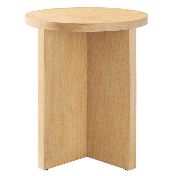 Modway Furniture Silas Round Wood Side Table - Stylish Mango Wood Accent Table with Modern X-Base for Living Room Natural EEI-6579-NAT