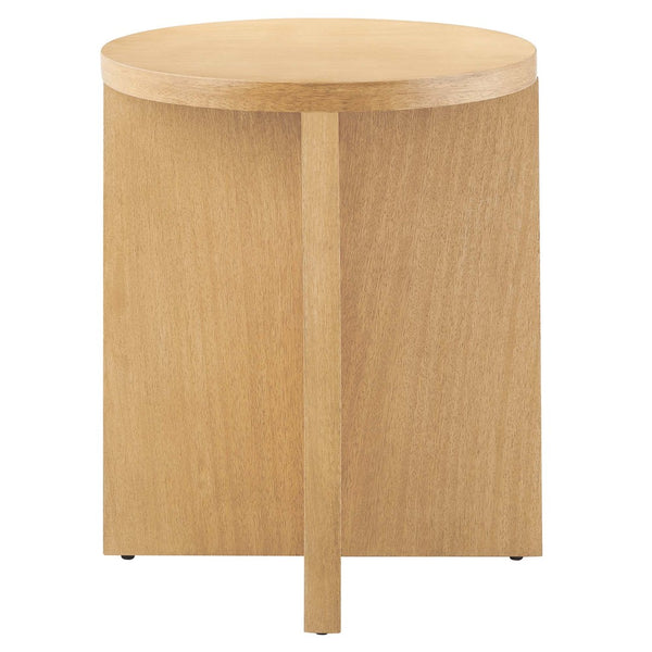 Modway Furniture Silas Round Wood Side Table - Stylish Mango Wood Accent Table with Modern X-Base for Living Room Natural EEI-6579-NAT