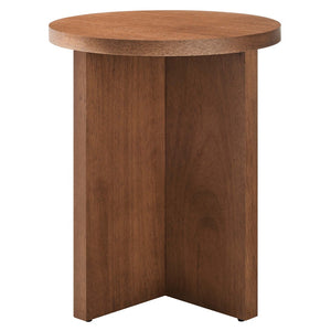 Modway Furniture Silas Round Wood Side Table - Stylish Mango Wood Accent Table with Modern X-Base for Living Room Walnut EEI-6579-WAL