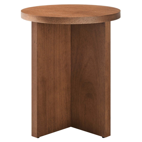 Modway Furniture Silas Round Wood Side Table - Stylish Mango Wood Accent Table with Modern X-Base for Living Room Walnut EEI-6579-WAL
