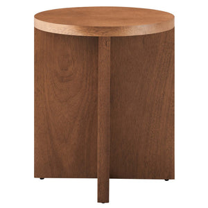 Modway Furniture Silas Round Wood Side Table - Stylish Mango Wood Accent Table with Modern X-Base for Living Room Walnut EEI-6579-WAL