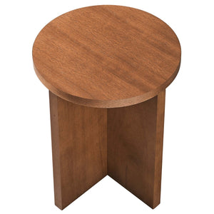 Modway Furniture Silas Round Wood Side Table - Stylish Mango Wood Accent Table with Modern X-Base for Living Room Walnut EEI-6579-WAL