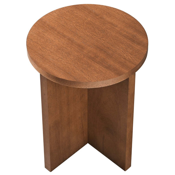 Modway Furniture Silas Round Wood Side Table - Stylish Mango Wood Accent Table with Modern X-Base for Living Room Walnut EEI-6579-WAL