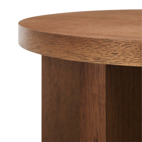Modway Furniture Silas Round Wood Side Table - Stylish Mango Wood Accent Table with Modern X-Base for Living Room Walnut EEI-6579-WAL