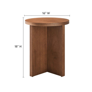 Modway Furniture Silas Round Wood Side Table - Stylish Mango Wood Accent Table with Modern X-Base for Living Room Walnut EEI-6579-WAL