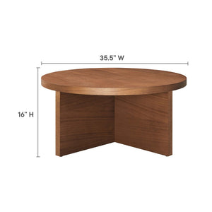 Modway Furniture Silas Round Wood Coffee Table - Rustic Mango Design with X-Shaped Base for Modern Living Spaces Walnut EEI-6580-WAL