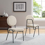 Modway Furniture Craft Upholstered Fabric Dining Side Chairs - Set of 2 Black Beige 22 x 37 x 35.5