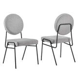 Modway Furniture Craft Upholstered Fabric Dining Side Chairs - Set of 2 Black Light Gray 22 x 37 x 35.5