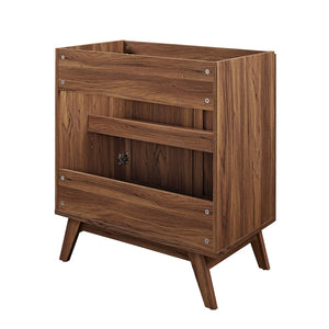 Modway Furniture Soma 30" Bathroom Vanity Cabinet - Stylish Walnut Design with Rattan Weave & Brushed-Gold Accents EEI-6587-WAL