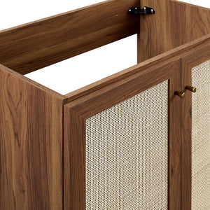Modway Furniture Soma 30" Bathroom Vanity Cabinet - Stylish Walnut Design with Rattan Weave & Brushed-Gold Accents EEI-6587-WAL
