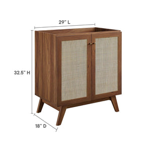 Modway Furniture Soma 30" Bathroom Vanity Cabinet - Stylish Walnut Design with Rattan Weave & Brushed-Gold Accents EEI-6587-WAL
