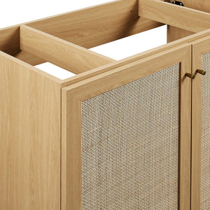 Modway Furniture Soma 36" Bathroom Vanity Cabinet with Rattan Weave Doors and Soft-Close Hinges for Modern Style Oak EEI-6588-OAK