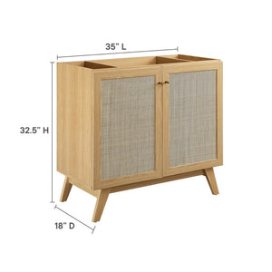 Modway Furniture Soma 36" Bathroom Vanity Cabinet with Rattan Weave Doors and Soft-Close Hinges for Modern Style Oak EEI-6588-OAK
