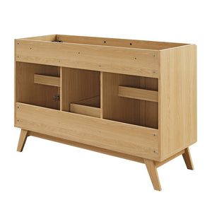 Modway Furniture Soma 48" Modern Bathroom Vanity Cabinet with Rattan Texture, Soft-Close Doors & Gold Accents Oak EEI-6589-OAK