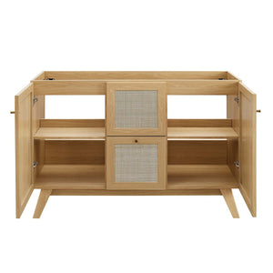 Modway Furniture Soma 48" Modern Bathroom Vanity Cabinet with Rattan Texture, Soft-Close Doors & Gold Accents Oak EEI-6589-OAK