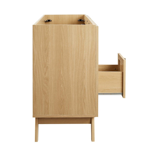 Modway Furniture Soma 48" Modern Bathroom Vanity Cabinet with Rattan Texture, Soft-Close Doors & Gold Accents Oak EEI-6589-OAK