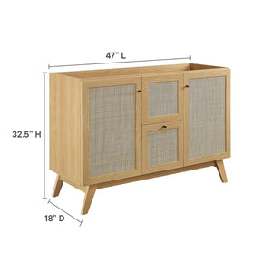 Modway Furniture Soma 48" Modern Bathroom Vanity Cabinet with Rattan Texture, Soft-Close Doors & Gold Accents Oak EEI-6589-OAK