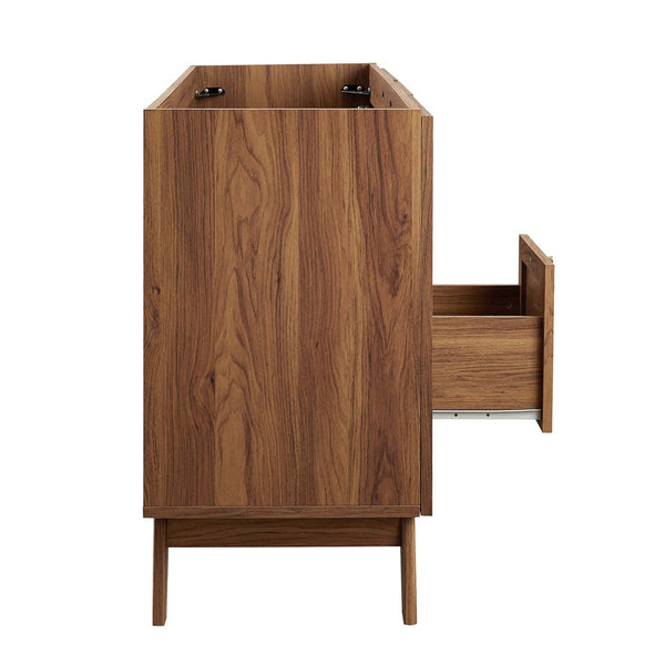 Modway Furniture Soma 48" Modern Bathroom Vanity Cabinet with Rattan Texture, Soft-Close Doors & Gold Accents Walnut EEI-6589-WAL