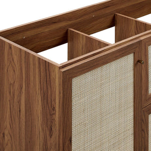 Modway Furniture Soma 48" Modern Bathroom Vanity Cabinet with Rattan Texture, Soft-Close Doors & Gold Accents Walnut EEI-6589-WAL