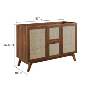 Modway Furniture Soma 48" Modern Bathroom Vanity Cabinet with Rattan Texture, Soft-Close Doors & Gold Accents Walnut EEI-6589-WAL