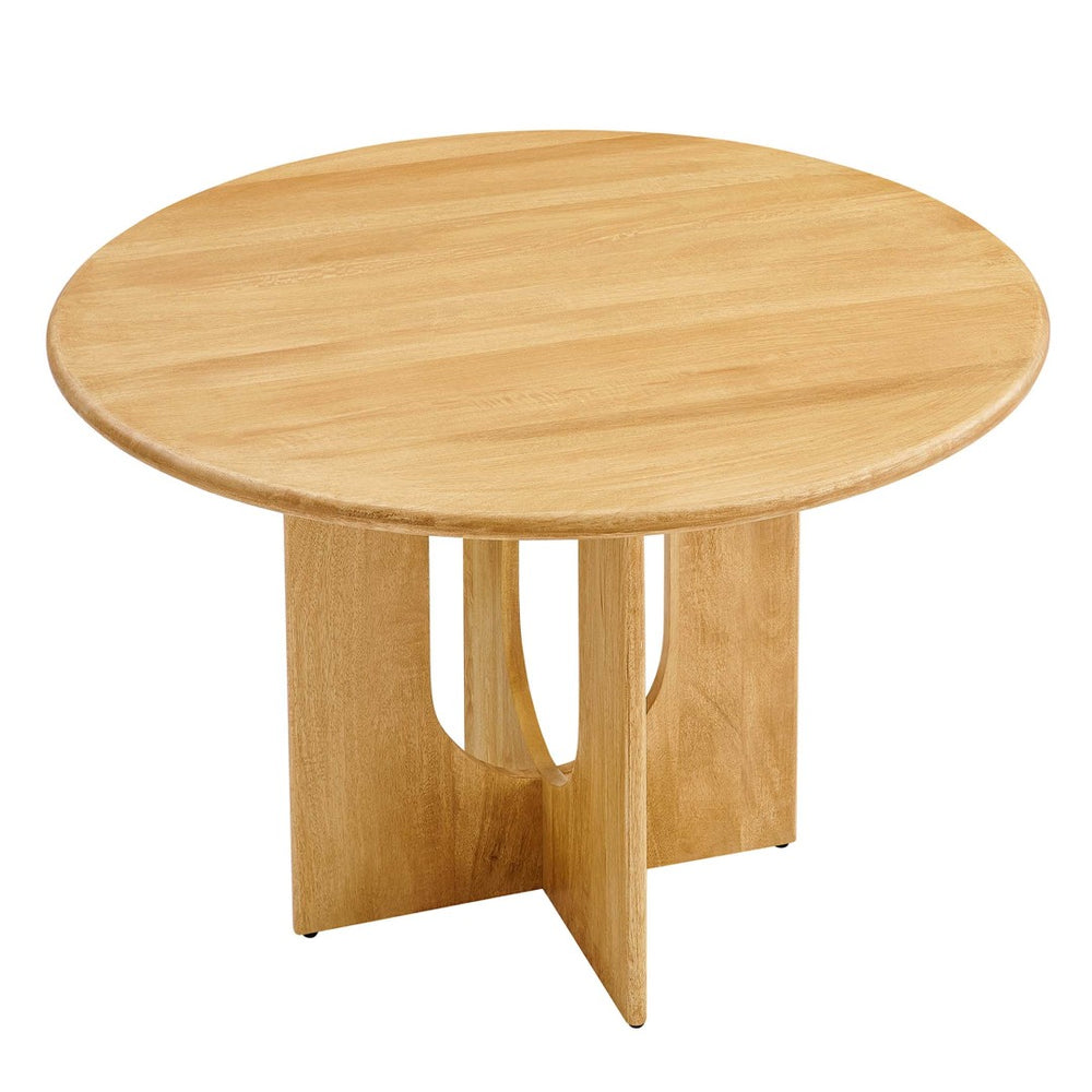 Modway Furniture Rivian Round 48" Wood Dining Table - Mid-Century Modern Pedestal Design for Stylish Dining Spaces Oak EEI-6592-OAK