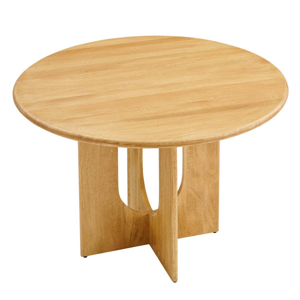 Modway Furniture Rivian Round 48" Wood Dining Table - Mid-Century Modern Pedestal Design for Stylish Dining Spaces Oak EEI-6592-OAK