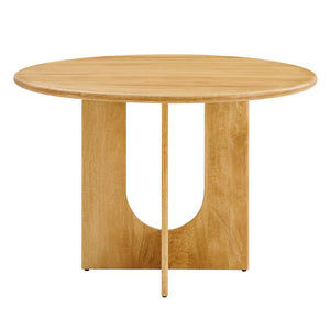 Modway Furniture Rivian Round 48" Wood Dining Table - Mid-Century Modern Pedestal Design for Stylish Dining Spaces Oak EEI-6592-OAK