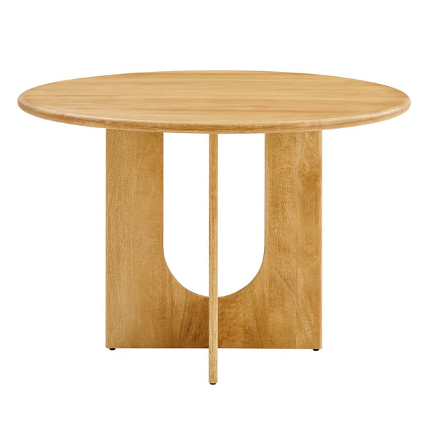 Modway Furniture Rivian Round 48" Wood Dining Table - Mid-Century Modern Pedestal Design for Stylish Dining Spaces Oak EEI-6592-OAK
