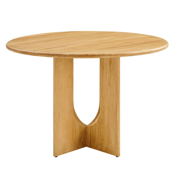 Modway Furniture Rivian Round 48" Wood Dining Table - Mid-Century Modern Pedestal Design for Stylish Dining Spaces Oak EEI-6592-OAK