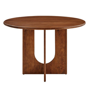 Modway Furniture Rivian Round 48" Wood Dining Table - Mid-Century Modern Pedestal Design for Stylish Dining Spaces Walnut EEI-6592-WAL
