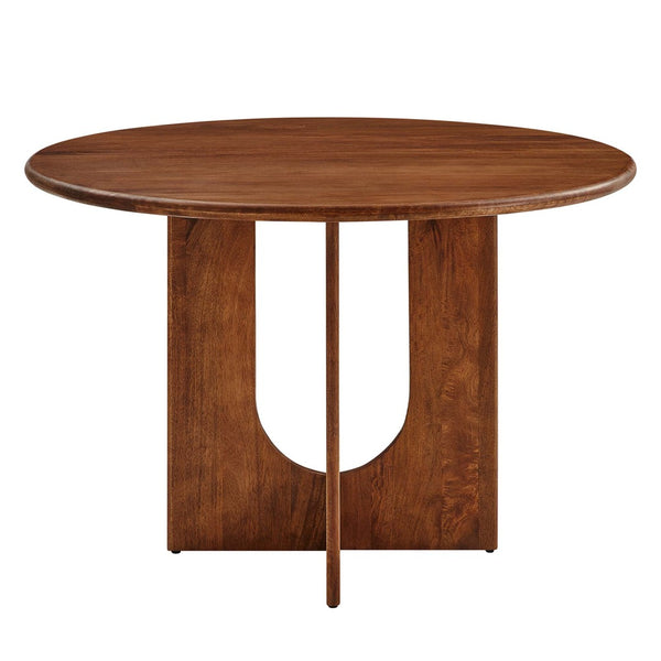 Modway Furniture Rivian Round 48" Wood Dining Table - Mid-Century Modern Pedestal Design for Stylish Dining Spaces Walnut EEI-6592-WAL