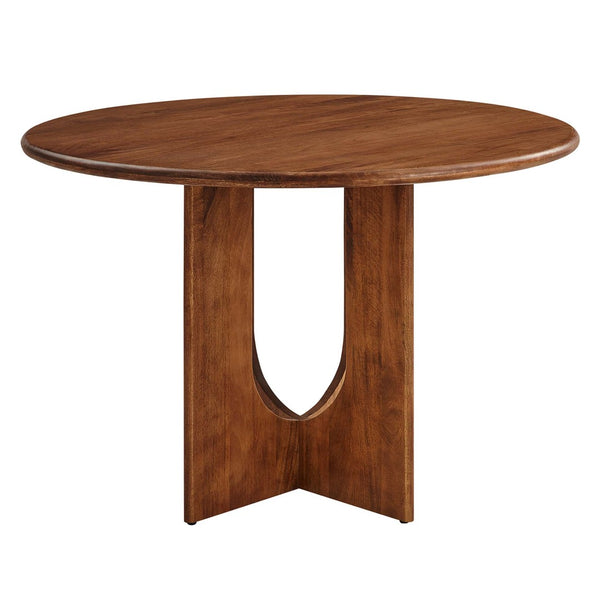 Modway Furniture Rivian Round 48" Wood Dining Table - Mid-Century Modern Pedestal Design for Stylish Dining Spaces Walnut EEI-6592-WAL