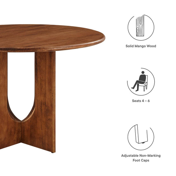 Modway Furniture Rivian Round 48" Wood Dining Table - Mid-Century Modern Pedestal Design for Stylish Dining Spaces Walnut EEI-6592-WAL