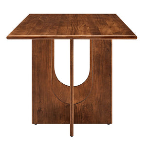 Modway Furniture Rivian 70" Rectangular Solid Mango Wood Dining Table with Sculptural Pedestal Base for Versatile Spaces Walnut EEI-6593-WAL