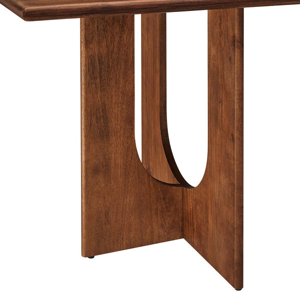 Modway Furniture Rivian 70" Rectangular Solid Mango Wood Dining Table with Sculptural Pedestal Base for Versatile Spaces Walnut EEI-6593-WAL