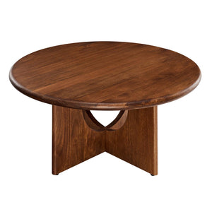 Modway Furniture Rivian Round Coffee Table - Mid-Century Modern Mango Wood Centerpiece for Stylish Living Spaces Walnut EEI-6594-WAL