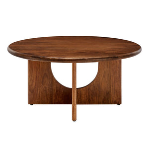 Modway Furniture Rivian Round Coffee Table - Mid-Century Modern Mango Wood Centerpiece for Stylish Living Spaces Walnut EEI-6594-WAL