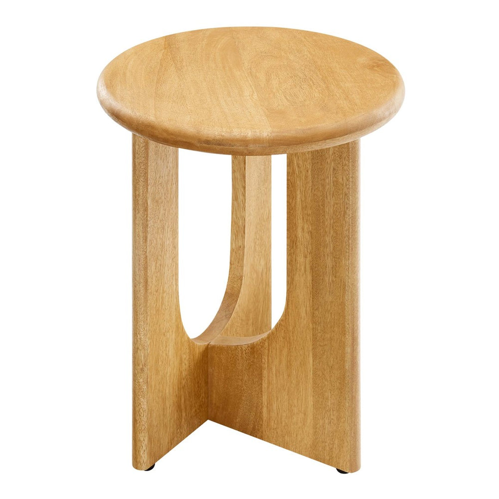 Modway Furniture Rivian Round Side Table - Mid-Century Modern Design in Solid Mango Wood for Stylish Versatility Oak EEI-6595-OAK