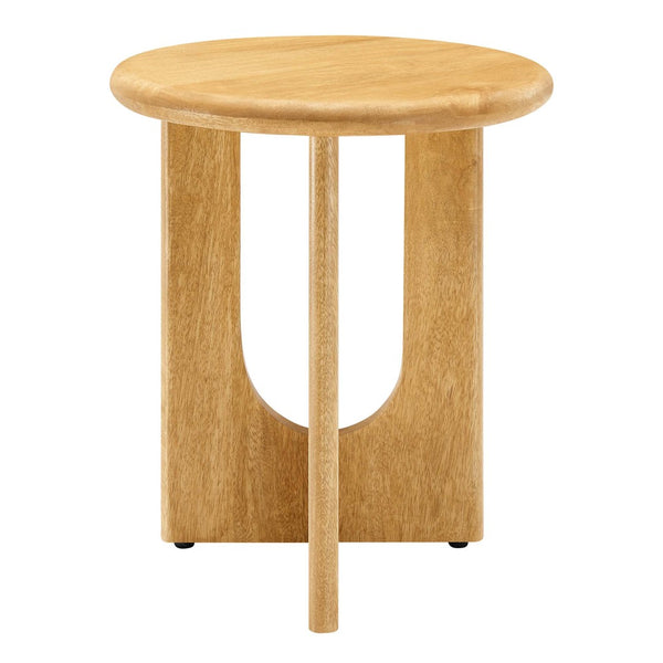 Modway Furniture Rivian Round Side Table - Mid-Century Modern Design in Solid Mango Wood for Stylish Versatility Oak EEI-6595-OAK