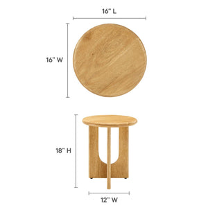 Modway Furniture Rivian Round Side Table - Mid-Century Modern Design in Solid Mango Wood for Stylish Versatility Oak EEI-6595-OAK