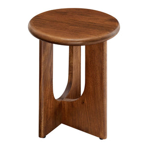 Modway Furniture Rivian Round Side Table - Mid-Century Modern Design in Solid Mango Wood for Stylish Versatility Walnut EEI-6595-WAL