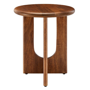 Modway Furniture Rivian Round Side Table - Mid-Century Modern Design in Solid Mango Wood for Stylish Versatility Walnut EEI-6595-WAL
