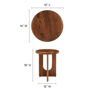 Modway Furniture Rivian Round Side Table - Mid-Century Modern Design in Solid Mango Wood for Stylish Versatility Walnut EEI-6595-WAL