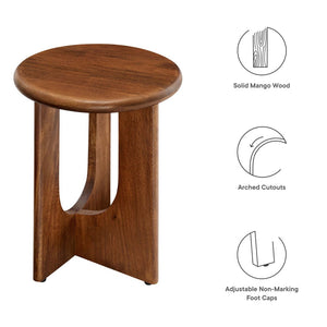 Modway Furniture Rivian Round Side Table - Mid-Century Modern Design in Solid Mango Wood for Stylish Versatility Walnut EEI-6595-WAL