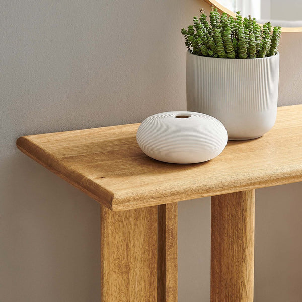 Modway Furniture Rivian 46" Console Table - Mid-Century Modern Design with Solid Mango Wood & Sculptural Base Oak EEI-6596-OAK