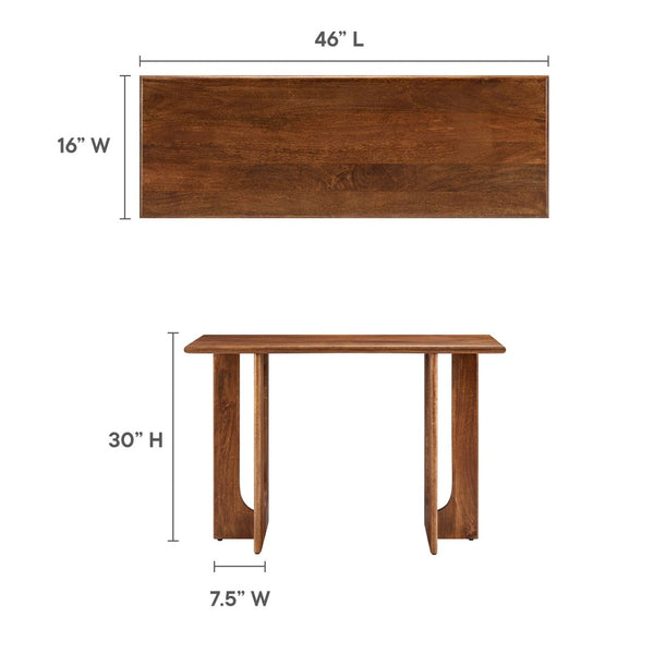 Modway Furniture Rivian 46" Console Table - Mid-Century Modern Design with Solid Mango Wood & Sculptural Base Walnut EEI-6596-WAL