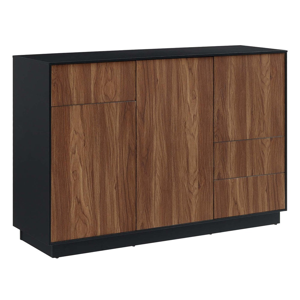 Modway Furniture Holden 47" Sideboard - Modern Rustic Buffet & TV Stand with Push-to-Open Doors & Ample Storage EEI-6597-BLK-WAL