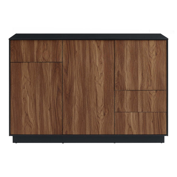 Modway Furniture Holden 47" Sideboard - Modern Rustic Buffet & TV Stand with Push-to-Open Doors & Ample Storage EEI-6597-BLK-WAL