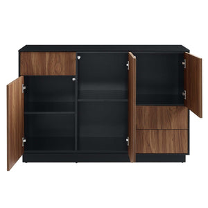 Modway Furniture Holden 47" Sideboard - Modern Rustic Buffet & TV Stand with Push-to-Open Doors & Ample Storage EEI-6597-BLK-WAL