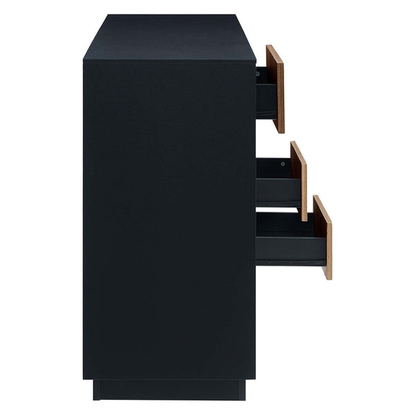 Modway Furniture Holden 47" Sideboard - Modern Rustic Buffet & TV Stand with Push-to-Open Doors & Ample Storage EEI-6597-BLK-WAL